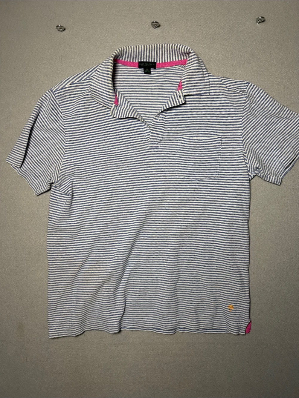 Lilly Pulitzer Men's Blue & White Striped Polo 100% Pima cotton